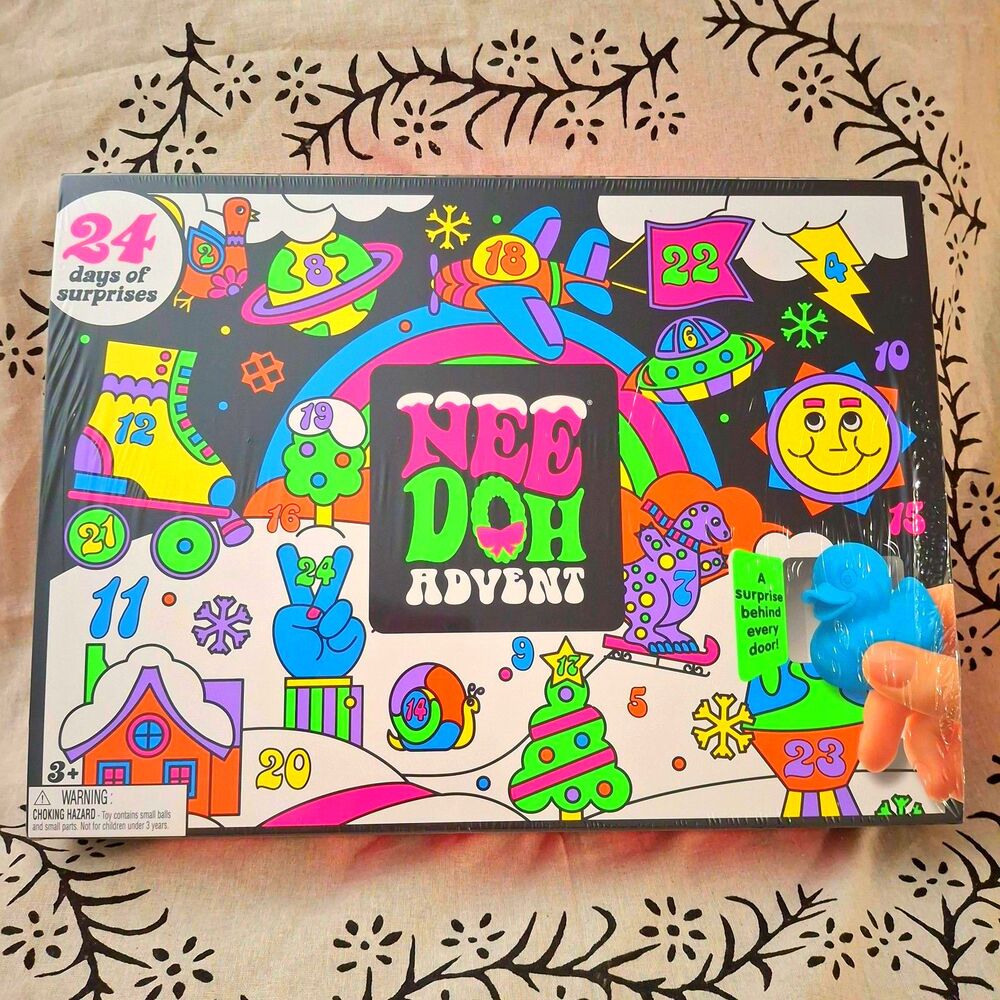 Schylling NeeDoh Christmas Advent Calendar, 24 Days of Surprises!! Authentic
